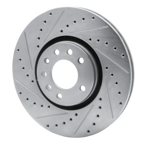 Cadillac BLS Brake Rotor (1) - Front Left - R1 Concepts - Drilled & Slotted - Silver - `03-`11